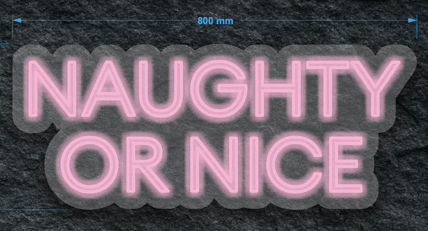 pink neon naughty or nice sign design visual 